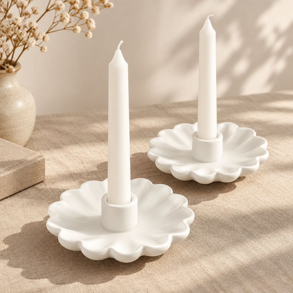 Scalloped candle holder